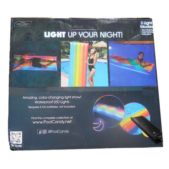 Pool Candy Illuminated 74" Rainbow Light Up Deluxe Pool Raft Float - Free Ship - Picture 7 of 9